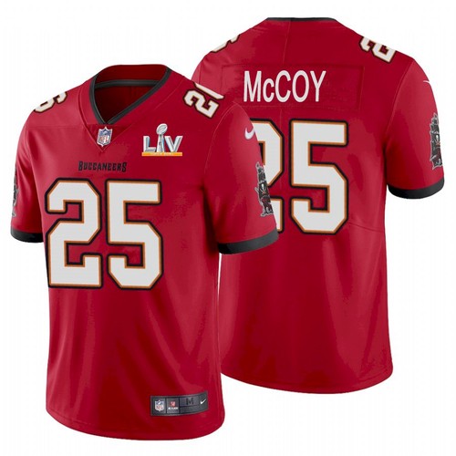 Mens Tampa Bay Buccaneers #25 LeSean McCoy Red 2021 Super Bowl LV Limited Stitched Jersey