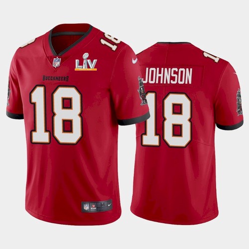 Mens Tampa Bay Buccaneers #18 Tyler Johnson Red 2021 Super Bowl LV Limited Stitched Jersey