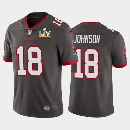 Mens Tampa Bay Buccaneers #18 Tyler Johnson Grey 2021 Super Bowl LV Limited Stitched Jersey