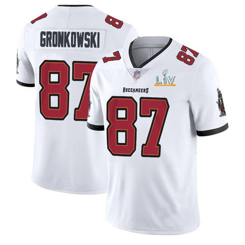 Mens Tampa Bay Buccaneers #87 Rob Gronkowski White 2021 Super Bowl LV Limited Stitched Jersey
