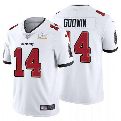 Mens Tampa Bay Buccaneers #14 Chris Godwin White 2021 Super Bowl LV Limited Stitched Jersey
