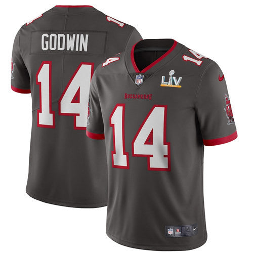 Mens Tampa Bay Buccaneers #14 Chris Godwin Grey 2021 Super Bowl LV Limited Stitched Jersey