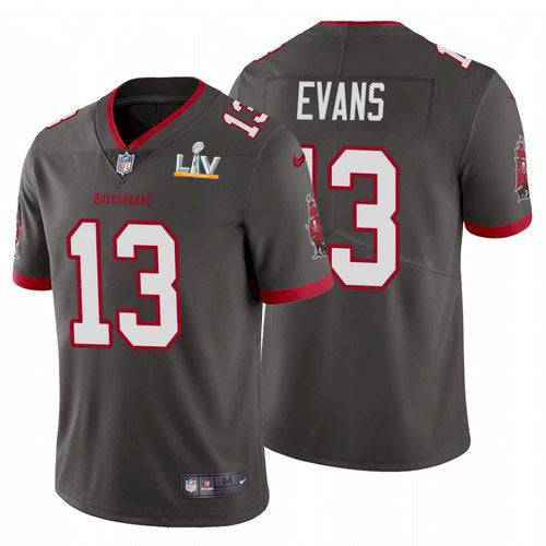 Mens Tampa Bay Buccaneers #13 Mike Evans Grey 2021 Super Bowl LV Limited Stitched Jersey