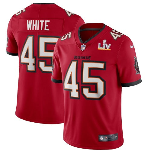Mens Tampa Bay Buccaneers #45 Devin White Red 2021 Super Bowl LV Limited Stitched Jersey