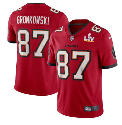 Mens Tampa Bay Buccaneers #87 Rob Gronkowski Red 2021 Super Bowl LV Limited Stitched Jersey