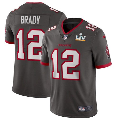 Mens Tampa Bay Buccaneers #12 Tom Brady Grey 2021 Super Bowl LV Limited Stitched Jersey