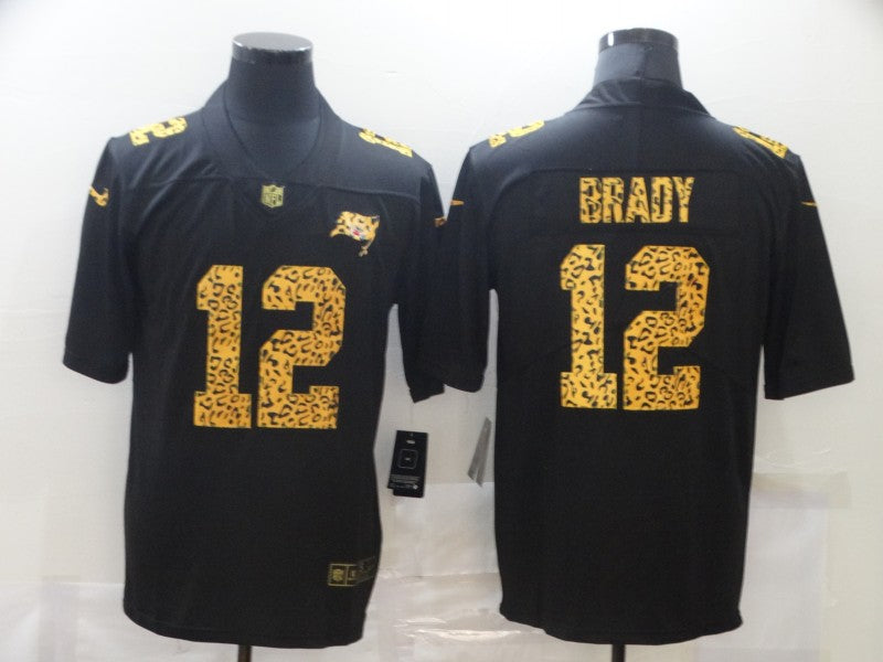 Mens Tampa Bay Buccaneers #12 Tom Brady 2020 Black Leopard Print Fashion Limited Stitched Jersey