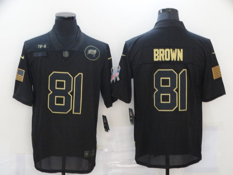 Mens Tampa Bay Buccaneers #81 Antonio Brown Black 2020 Salute To Service Limited Stitched Jersey