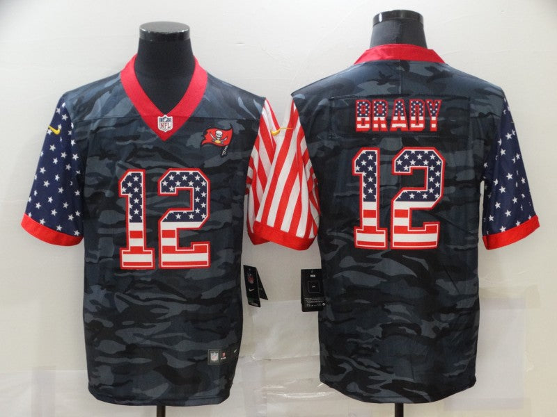 Mens Tampa Bay Buccaneers #12 Tom Brady 2020 Camo USA Flag Limited Stitched Jersey