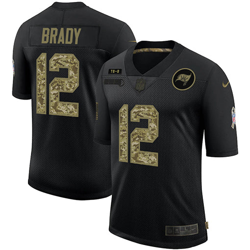 Mens Tampa Bay Buccaneers #12 Tom Brady 2020 Black Camo Salute To Service Limited Stitched Jersey