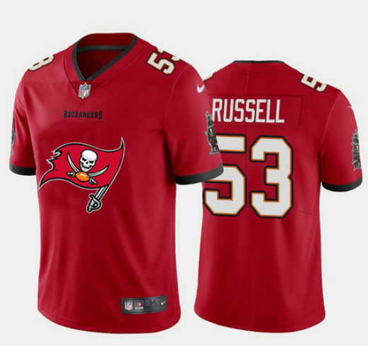 Mens Tampa Bay Buccaneers #53 Chapelle Russell Red 2020 Team Big Logo Limited Stitched Jersey