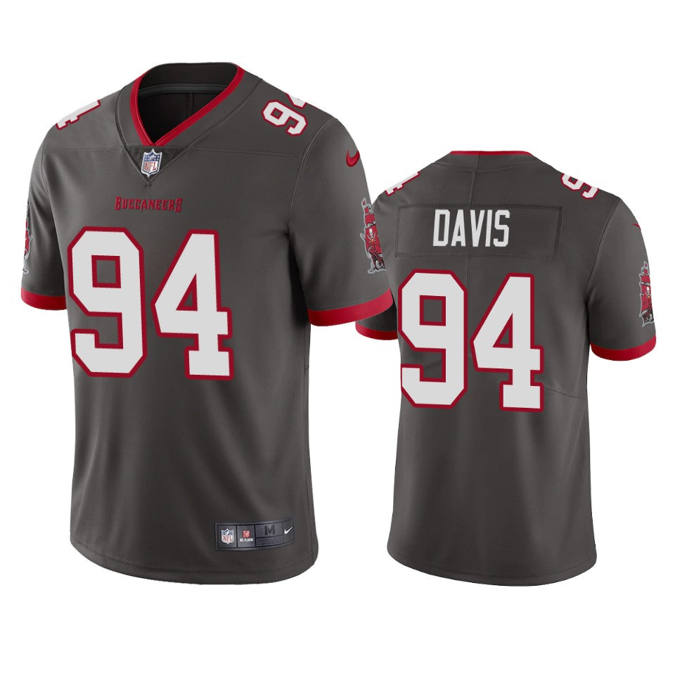 Mens Tampa Bay Buccaneers #94 Khalil Davis New Grey Vapor Untouchable Limited Stitched Jersey