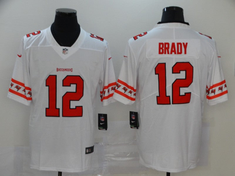 Mens Tampa Bay Buccaneers #12 Tom Brady White Team Logo Stitched Jersey