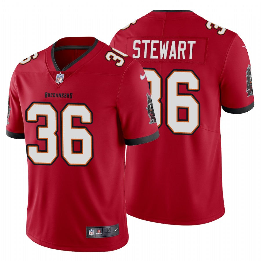 Mens Tampa Bay Buccaneers #36 MJ Stewart New Red Vapor Untouchable Limited Stitched Jersey