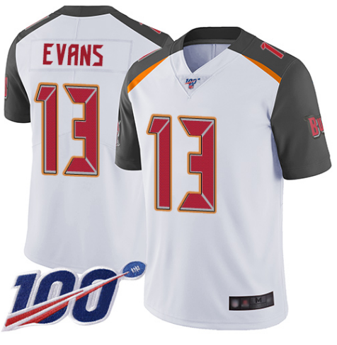 Mens Tampa Bay Buccaneers #13 Mike Evans White 2019 100th Season Vapor Untouchable Limited Stitched NFL Jersey