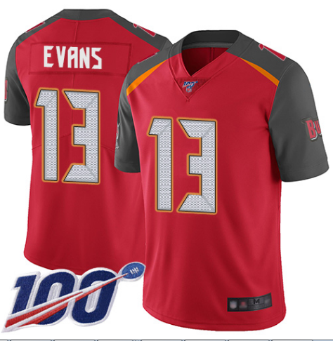 Mens Tampa Bay Buccaneers #13 Mike Evans Red 2019 100th Season Vapor Untouchable Limited Stitched NFL Jersey