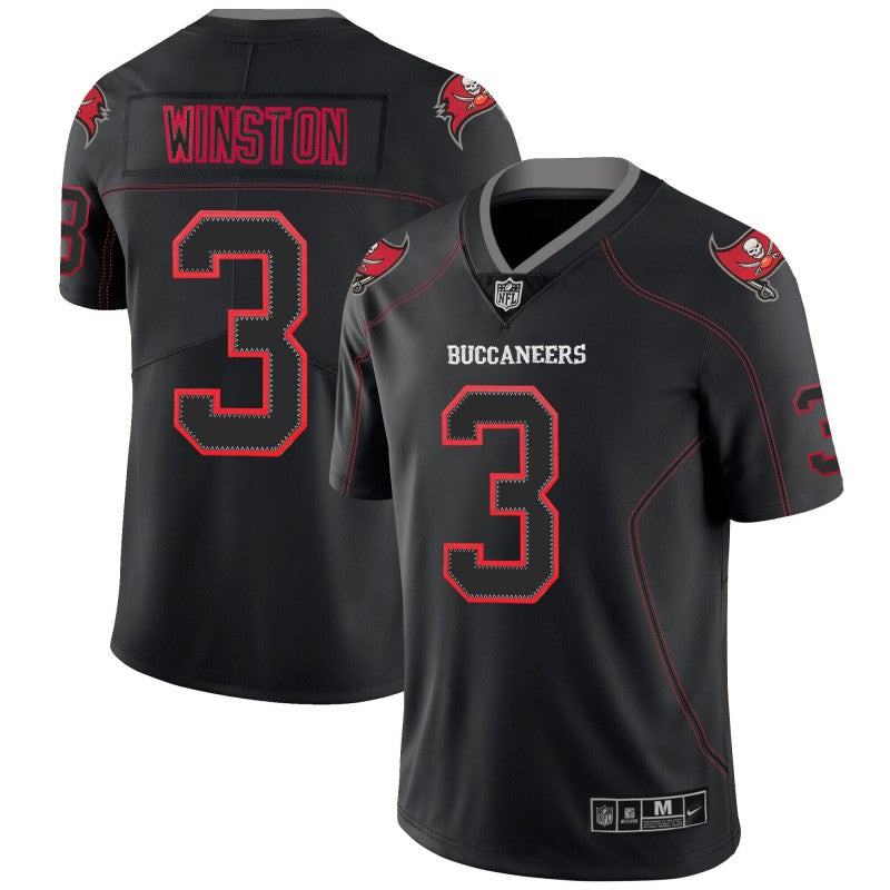 Mens Tampa Bay Buccaneers #3 Jameis Winston Black 2018 Lights Out Color Rush NFL Limited Stitched Jersey