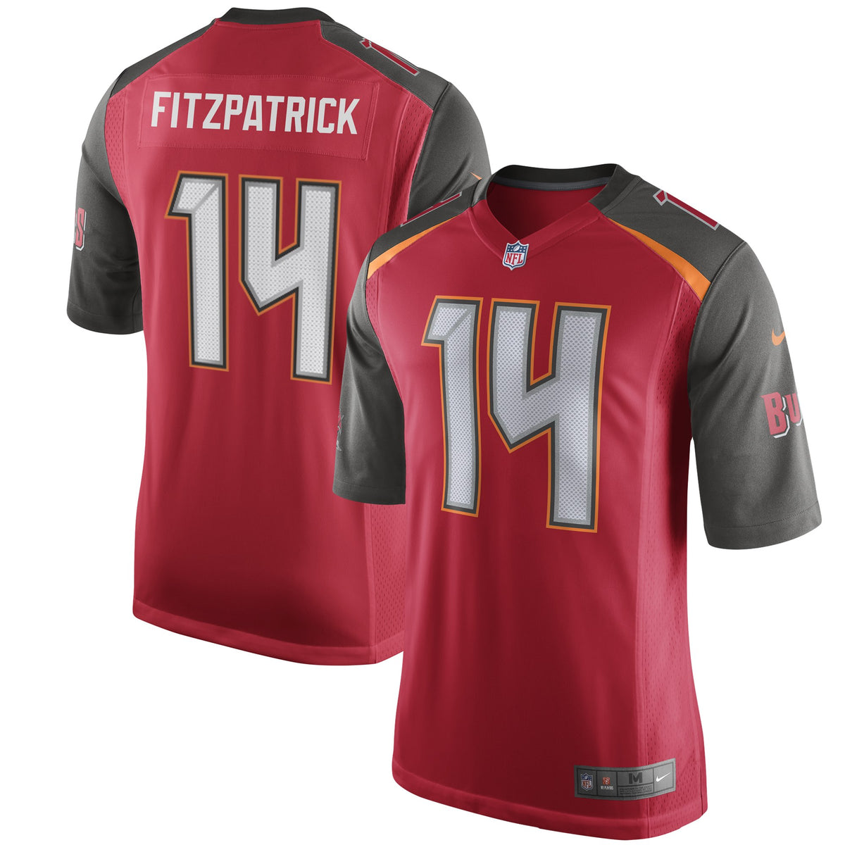 Mens Tampa Bay Buccaneers #14 Ryan Fitzpatrick Red Player Game NFL Stitched Jersey