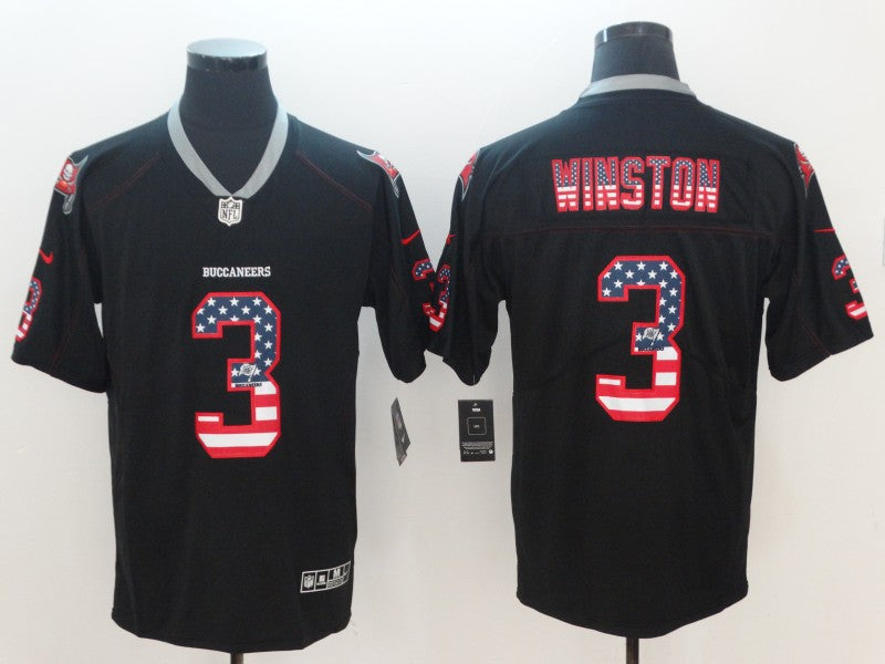 Mens Tampa Bay Buccaneers #3 Jameis Winston Black 2018 USA Flag Fashion Color Rush NFL Limited Jersey