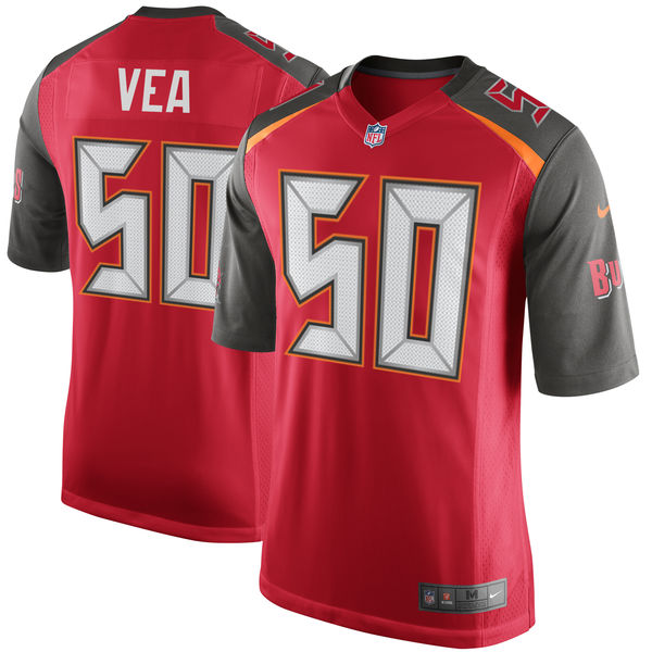 Mens Tampa Bay Buccaneers #50 Vita Vea Red 2018 NFL Draft First Round Pick Game Jersey