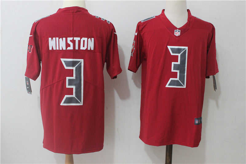 Mens Nike Tampa Bay Buccaneers #3 Jameis Winston Red Stitched NFL Limited Rush Jersey