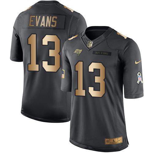 Nike Buccaneers #13 Mike Evans Black Mens Stitched NFL Limited Gold Salute To Service Jersey