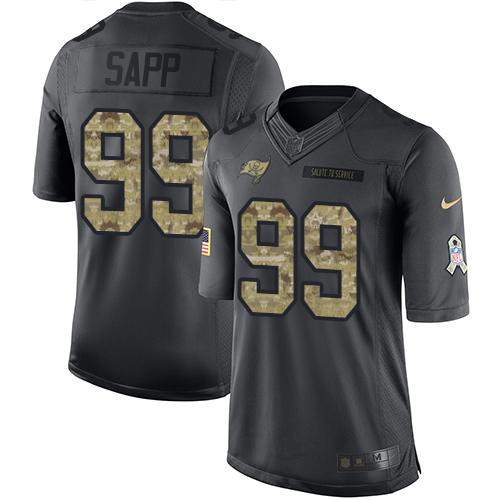 Nike Buccaneers #99 Warren Sapp Black Mens Stitched NFL Limited 2016 Salute to Service Jersey