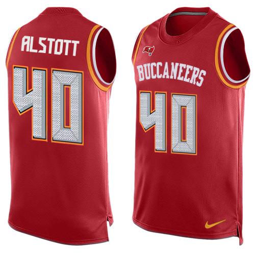 Nike Buccaneers #40 Mike Alstott Red Team Color Mens Stitched NFL Limited Tank Top Jersey