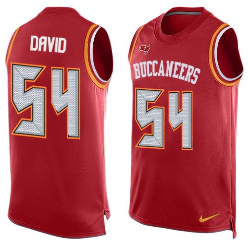 Nike Buccaneers #54 Lavonte David Red Team Color Mens Stitched NFL Limited Tank Top Jersey