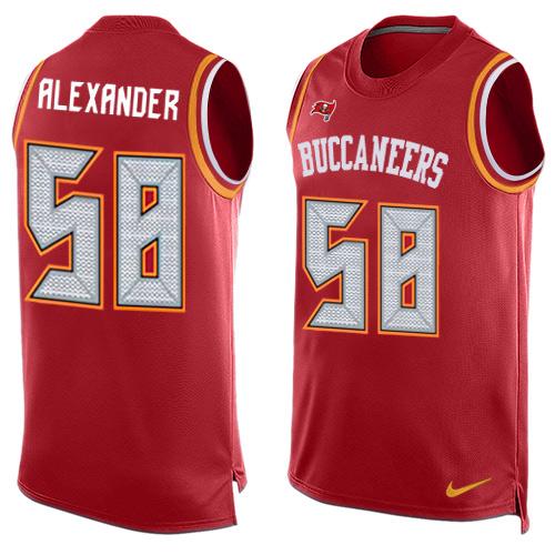 Nike Buccaneers #58 Kwon Alexander Red Team Color Mens Stitched NFL Limited Tank Top Jersey