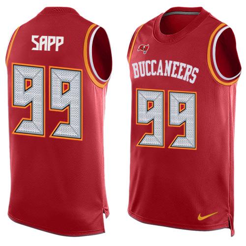 Nike Buccaneers #99 Warren Sapp Red Team Color Mens Stitched NFL Limited Tank Top Jersey
