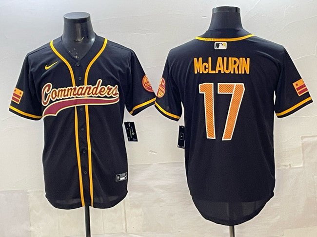 Mens Washington Commanders #17 Terry McLaurin Black Limited Stitched Baseball Jersey