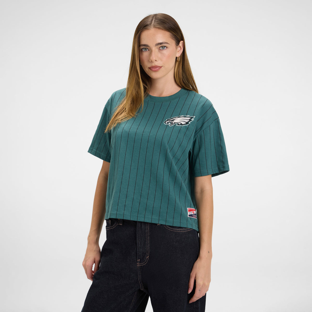 Denver Broncos Throwback Women's Cropped Pinstripe T-Shirt