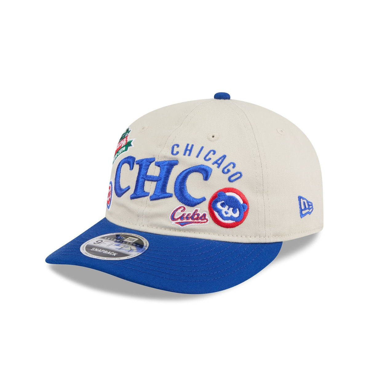 Chicago Cubs Scattered Patches Retro Crown 9FIFTY Snapback Hat