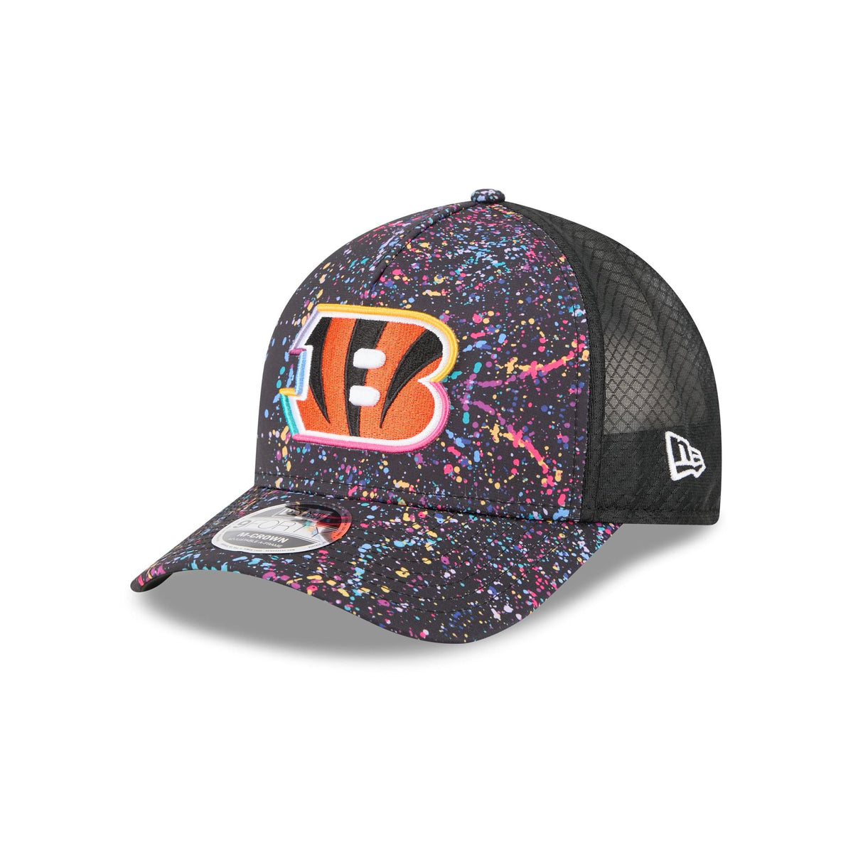 Cincinnati Bengals 2025 Crucial Catch 9FORTY M-Crown A-Frame Trucker Hat