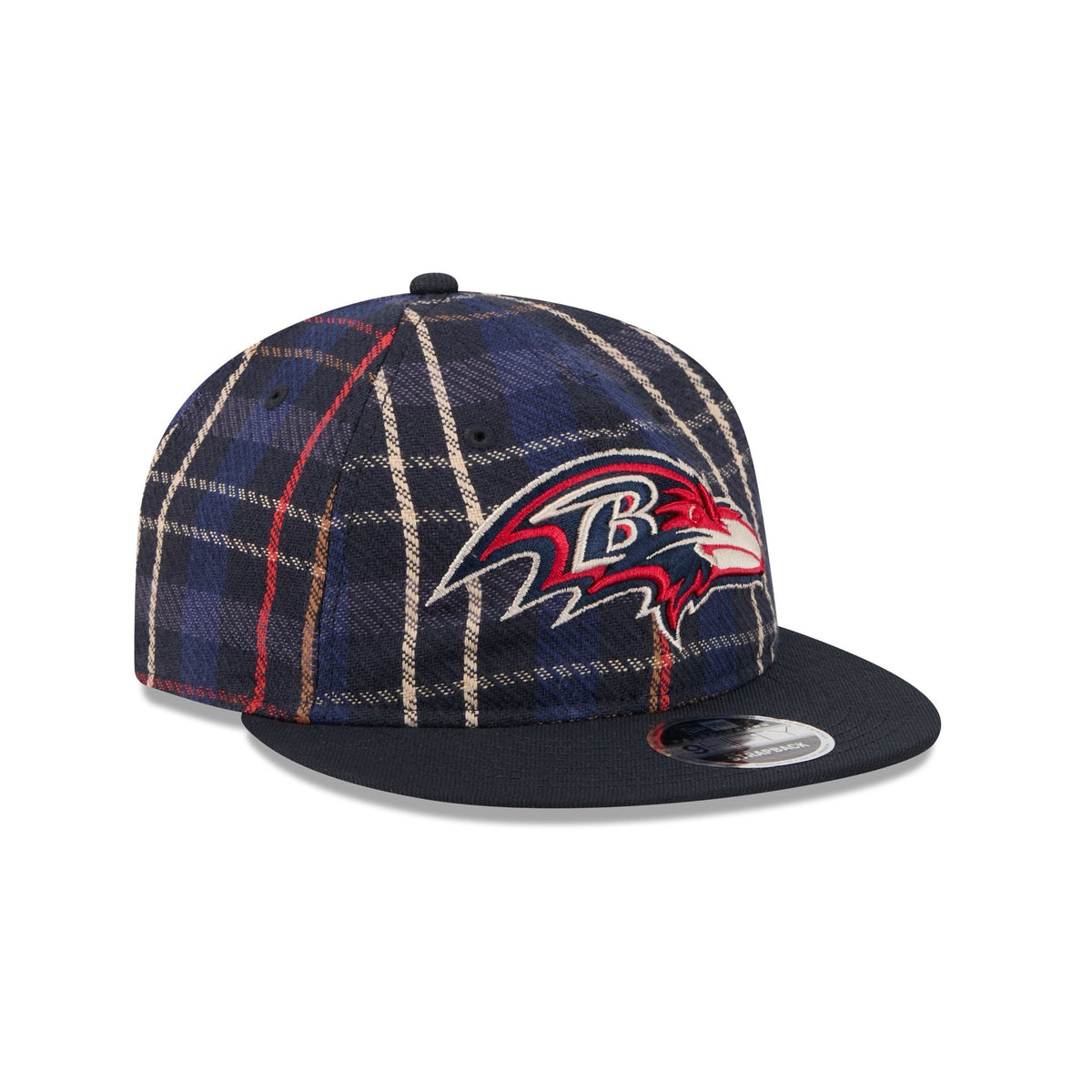 Baltimore Ravens Grunge Plaid Retro Crown 9FIFTY Adjustable Hat