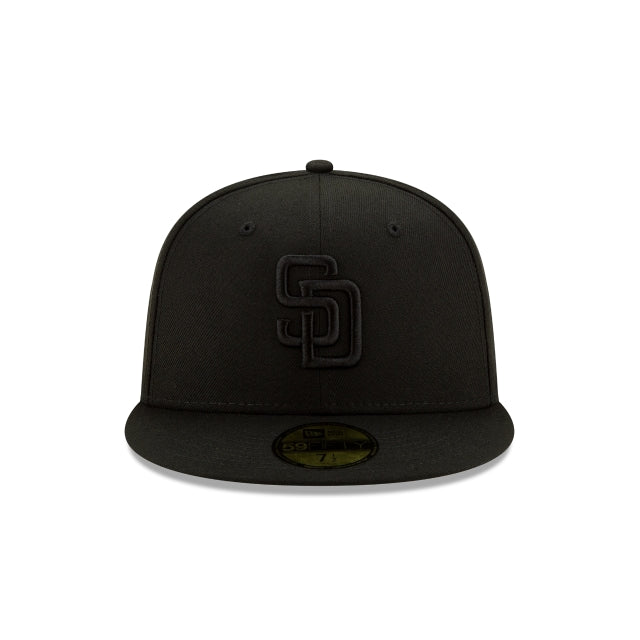 San Diego Padres Basic Black On Black 59FIFTY Fitted Hat