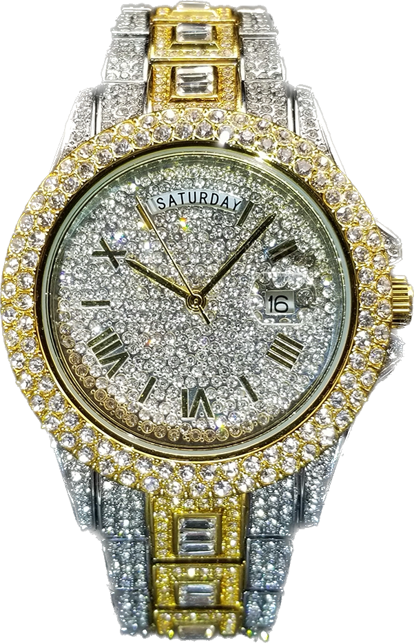 IL -Watch Timepiece with Full Diamonds in Luxury Gold. Waterproof