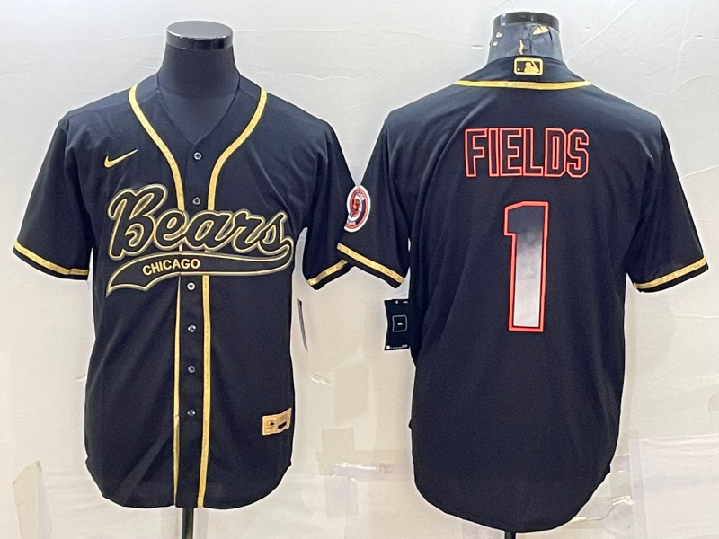 Men’s Chicago Bears Justin Fields #1 Black Jersey Joint Edition