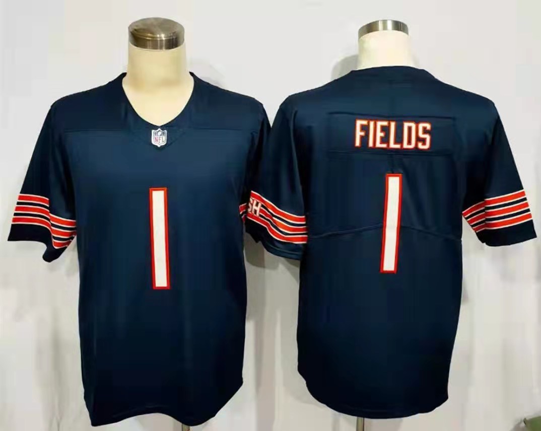 Men’s Chicago Bears Justin Fields #1 Navy Vapor Limited Jersey